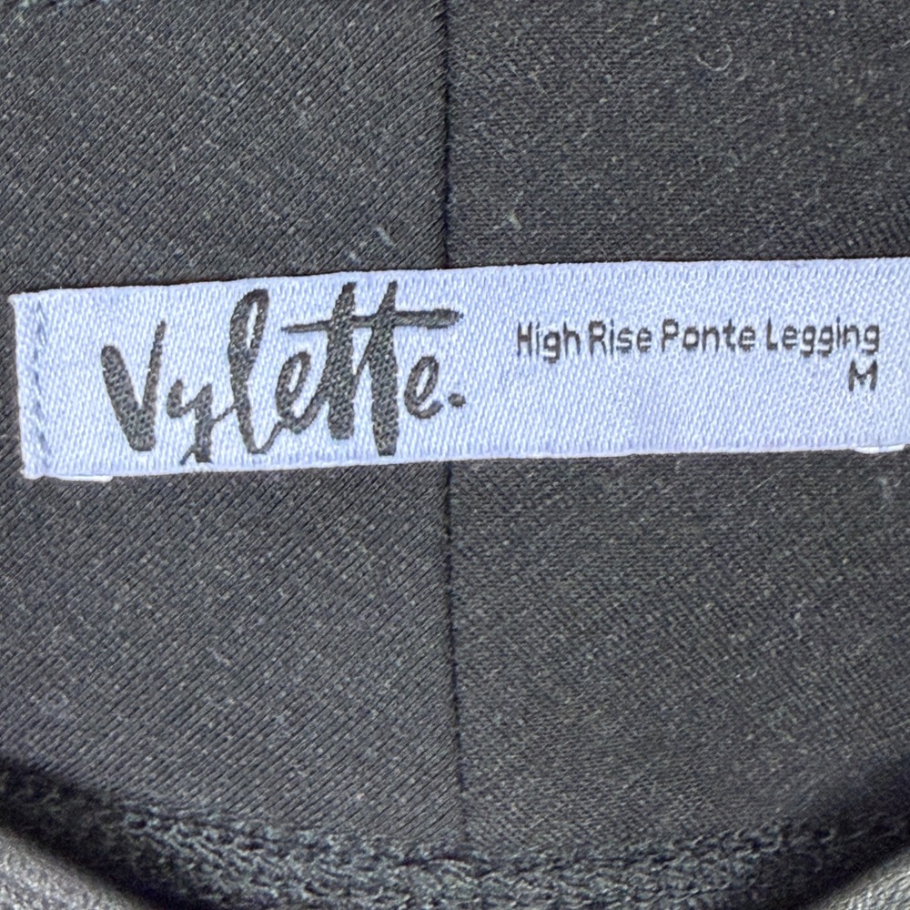 Vylette Black Faux Leather High Rise Ponte Leggings Women's Medium Seam Detail - Picture 7 of 9